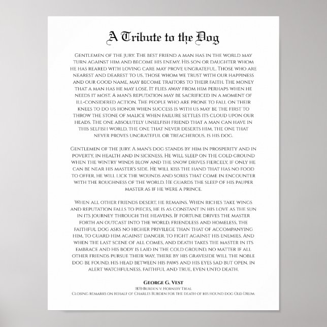 A Tribute to the Dog, Man's Best Friend Poster (Front)