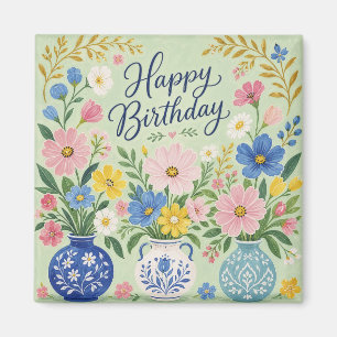 A Trio of Birthday Blooms Magnet