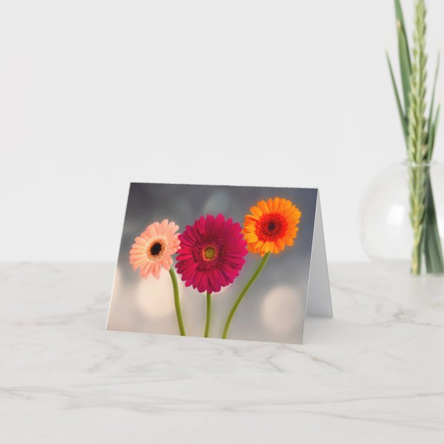 A Trio of Gerberas Folded Greeting Card (Front)