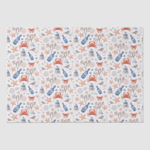 A Trip to the Beach – Watercolor Coastal Pattern Tissue Paper