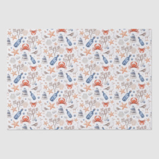 A Trip to the Beach – Watercolor Coastal Pattern Tissue Paper