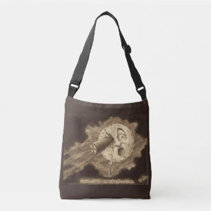 A Trip to the Moon Vintage Drawing Crossbody Bag