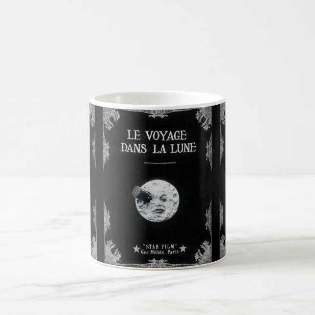 A Trip to the Moon Vintage Retro French Cinema Pos Coffee Mug (Center)