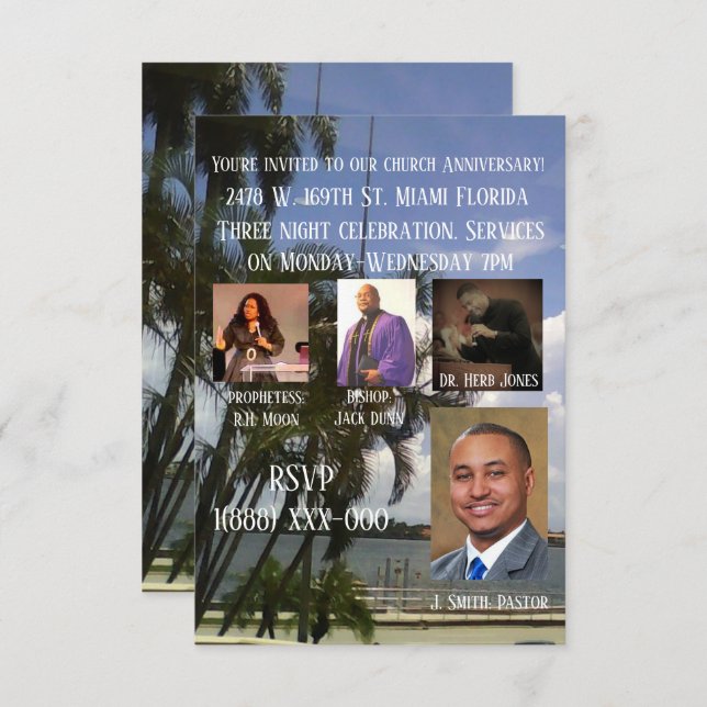 A tropical church celebration invitation (Front/Back)