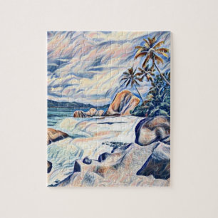 A Tropical Island, Beach & Palms Trees Jigsaw Puzzle