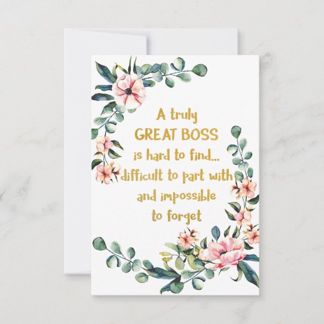 A truly great boss Appreciation Gift Boss Thank Thank You Card (Front)