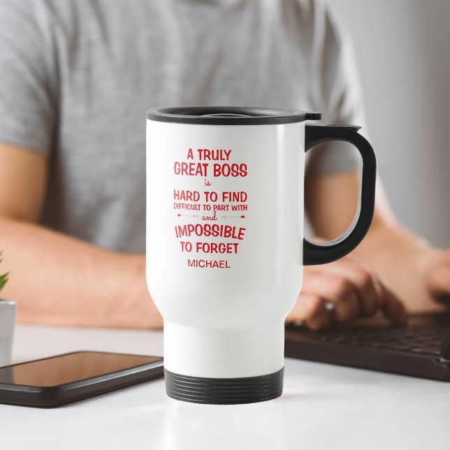 A Truly Great Boss Personalised Red and White Coffee Mug (Creator Uploaded)
