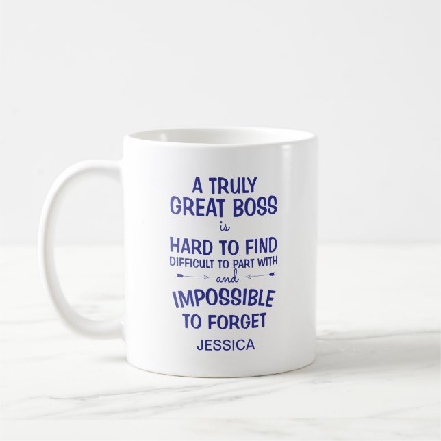 A Truly Great Boss Personalised Royal Blue Coffee Mug (Left)