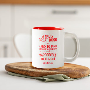A Truly Great Boss Personalized Red Two-Tone Coffee Mug