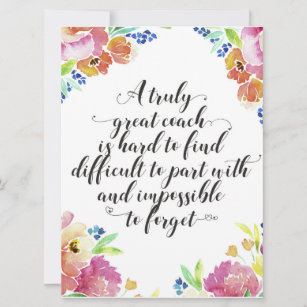 A truly great coach quote Coach thank you gift Card