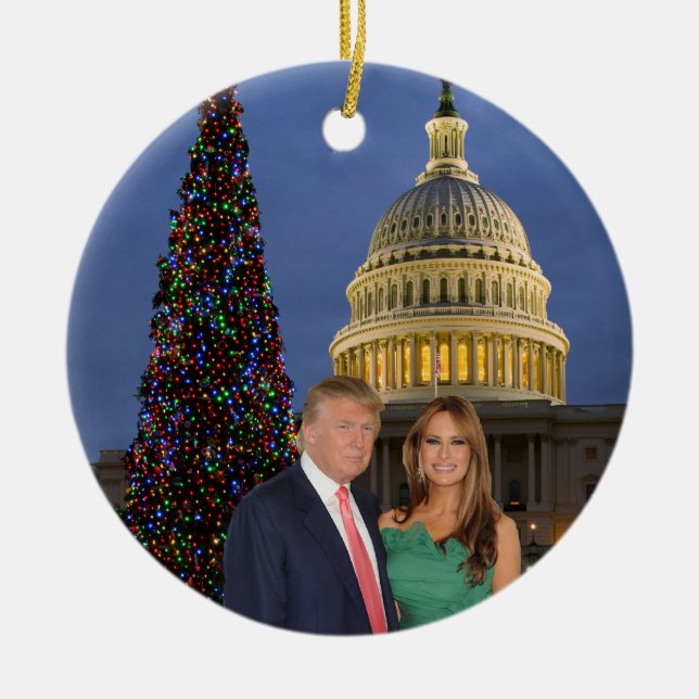 A Trump Christmas: Donald and Melania Ceramic Ornament (Front)