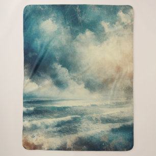 A Turbulent Ocean Scene Old Photograph Sherpa Blanket