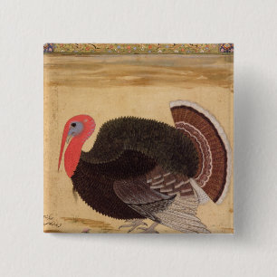 A turkey-cock, brought to Jahangir 15 Cm Square Badge