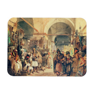 A Turkish Bazaar, 1854 (pencil & w/c on paper) Magnet