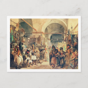 A Turkish Bazaar, 1854 (pencil & w/c on paper) Postcard