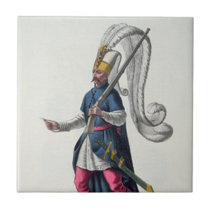 A Turkish Janissary going to war in costume  Ceramic Tile