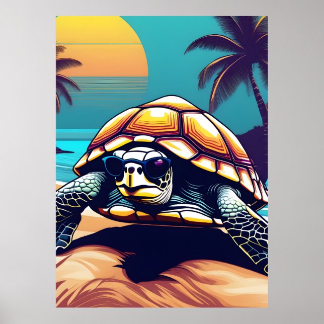 A Turtle Wearing Sunglasses Poster (Front)