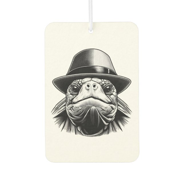 A turtle with a hat, a classic look car air freshener (Front)
