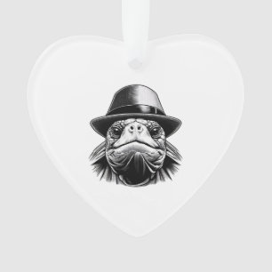 A turtle with a hat, a classic look ornament