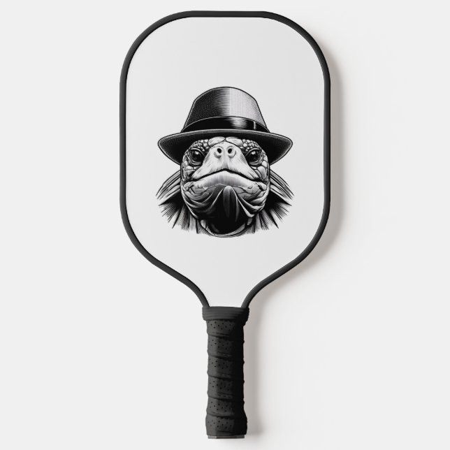 A turtle with a hat, a classic look pickleball paddle (Front)