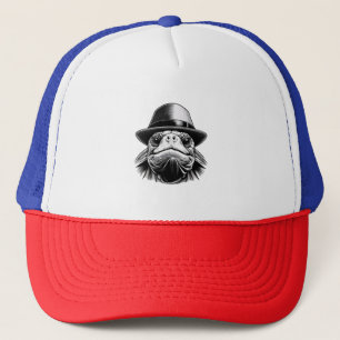 A turtle with a hat, a classic look trucker hat