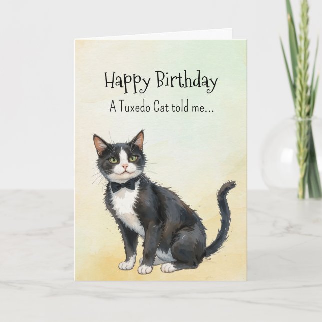A Tuxedo Cat Personality Birthday  Animal Card (Front)