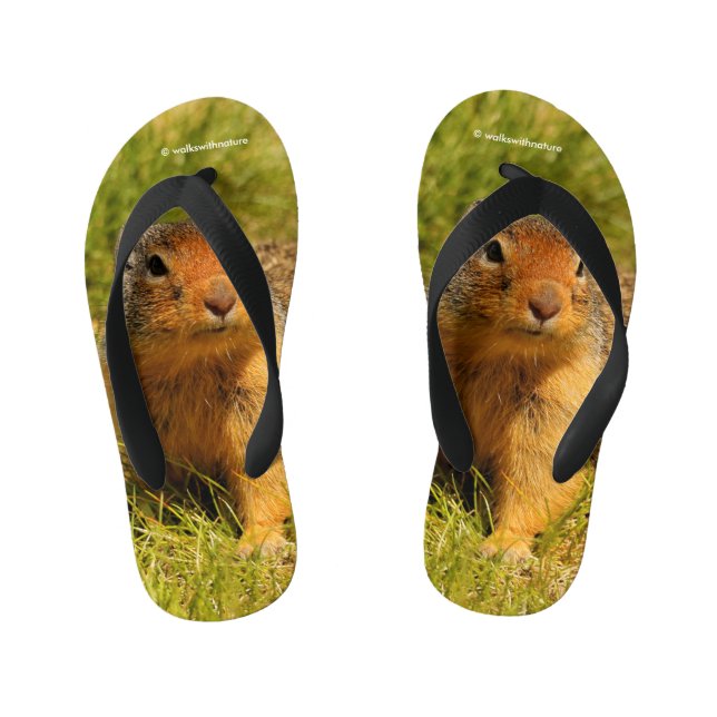 A Twitchy-Nosed Columbian Ground Squirrel Kid's Thongs (Footbed)