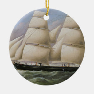 A Two Masted Schooner off Dover (oil on canvas) Ceramic Tree Decoration