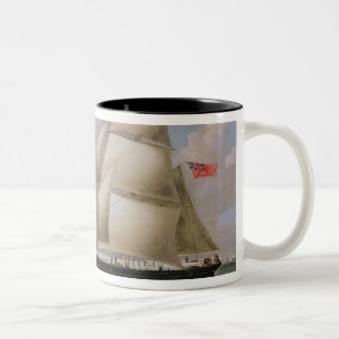 A Two Masted Schooner off Dover (oil on canvas) Two-Tone Coffee Mug