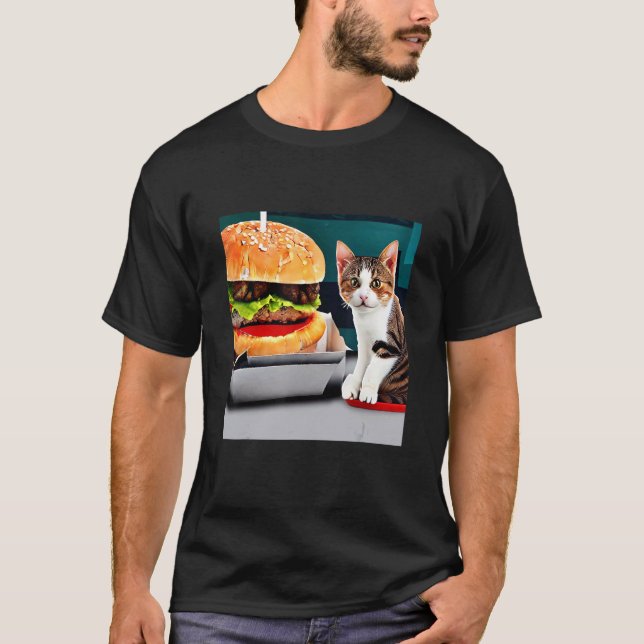 A Two Paw Feast Adorable Kitten Cat Kitty Burger D T-Shirt (Front)