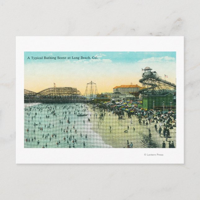 A Typical Bathing Scene at the Beach Postcard (Front)