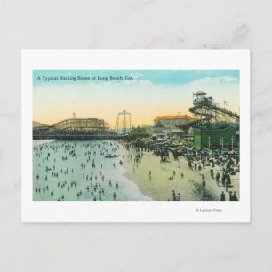 A Typical Bathing Scene at the Beach Postcard
