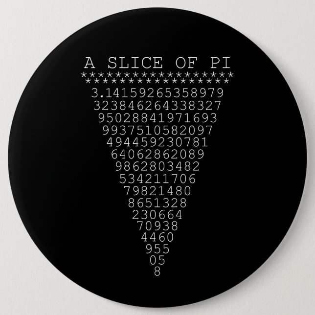 A Typographic Slice of Pi 6 Cm Round Badge (Front)