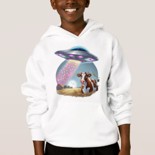 A UFO abducting a cow