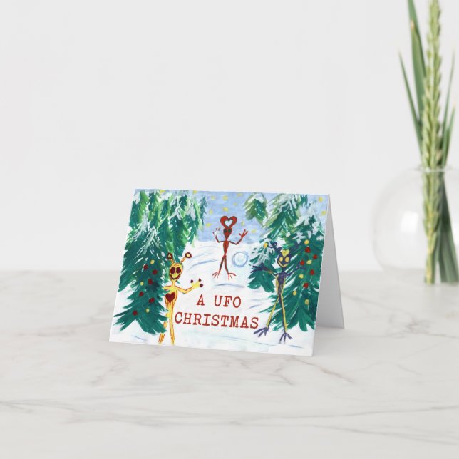 A UFO Christmas Holiday Card (Front)