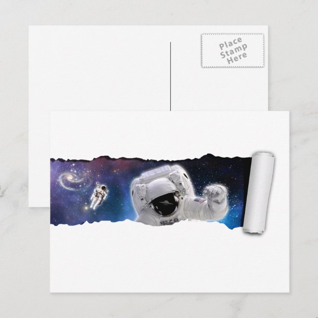 A UFO in Space - Astronaut Alien Encounter - Rip Postcard (Front/Back)