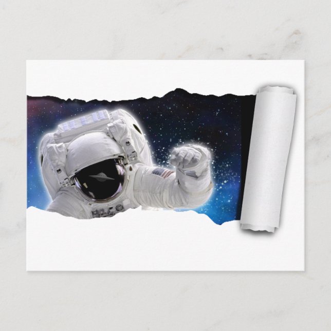 A UFO in Space - Astronaut Alien Encounter - Rip Postcard (Front)