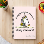 A Unicorn Ate My Homework Novelty Notebook<br><div class="desc">A Unicorn Ate My Homework Notebook - This fantasy filled unicorn notebook is so magical because it comes with a ready to go and perfectly credible excuse for not delivering your home work on time. Yes, that's HIS fault! A magical, fantastical, whimsical unicorn ate your homework. Naughty Unicorn! We left...</div>