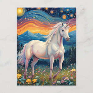 A unicorn in The Starry Night Postcard
