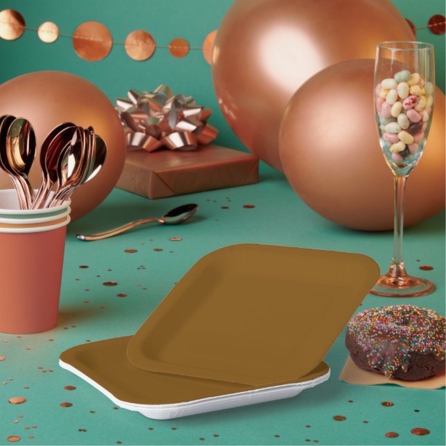 A uniform warm brown background with subtle paper plate (Multi)