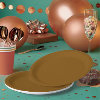 A uniform warm brown background with subtle paper plate