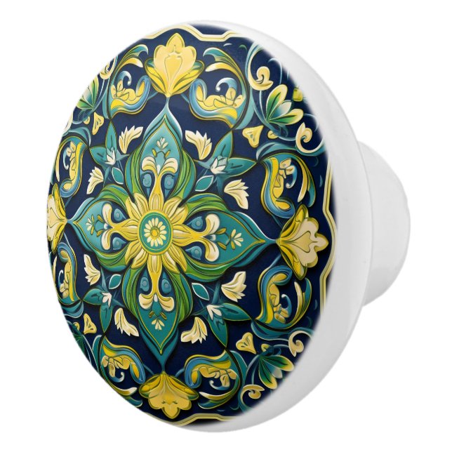 💛💚💙 A Unique Azulejo Masterpiece Ceramic Knob (Right)