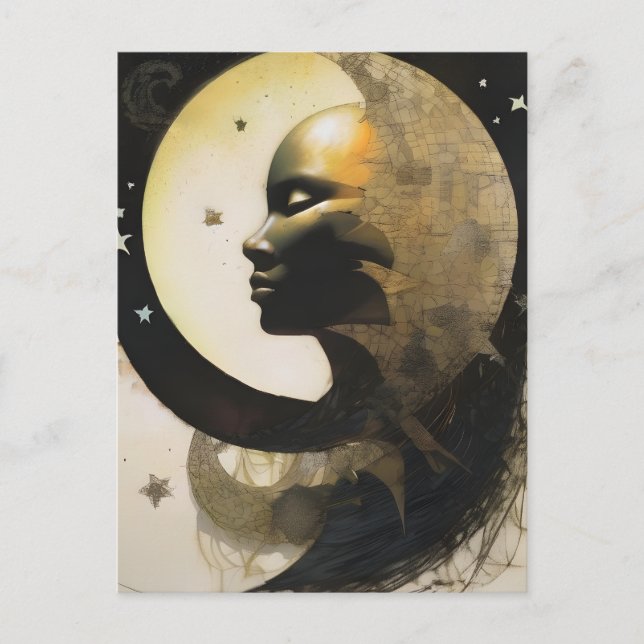 A unique celestial woman collage  postcard (Front)