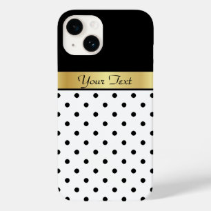 A Unique & Stylish Touch: White, Black Dots, Gold Case-Mate iPhone 14 Case