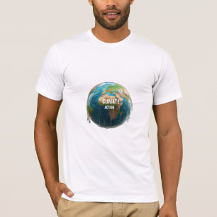 A unique T-shirt with design "Climate Action Now"