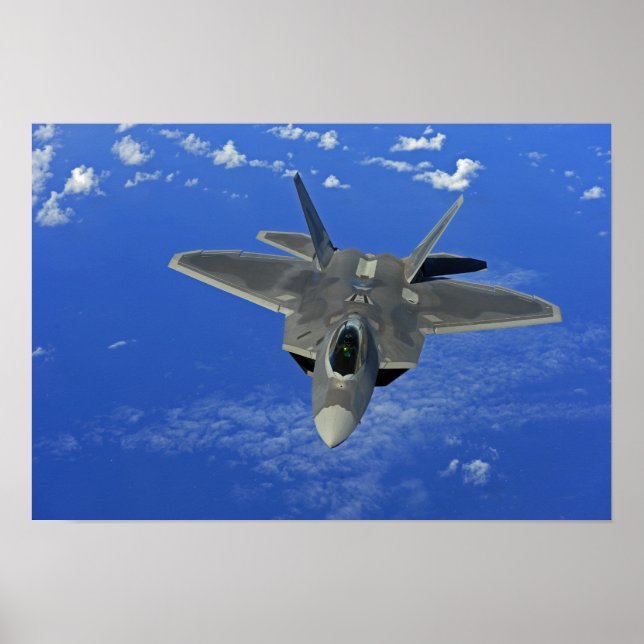 A US Air Force F-22 Raptor in flight near Guam Poster (Front)