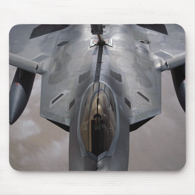 A US Air Force F-22 Raptor is refueled Mouse Pad (Front)