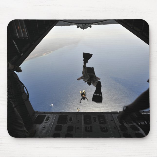 A US Air Force pararescueman jumping out Mouse Pad (Front)