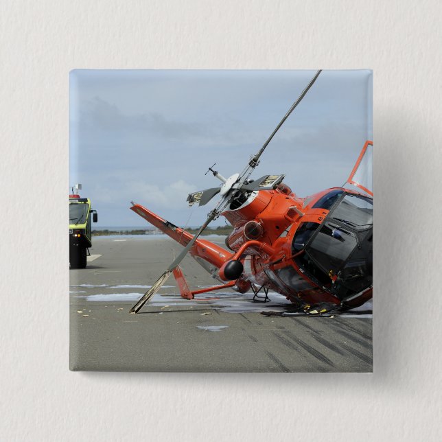 A US Coast Guard MH-65 Dolphin helicopter crash 15 Cm Square Badge (Front)
