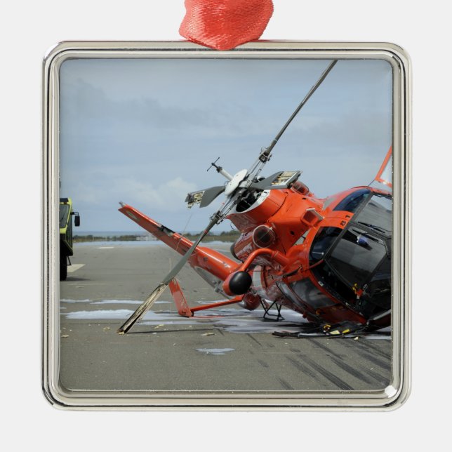 A US Coast Guard MH-65 Dolphin helicopter crash Metal Ornament (Front)